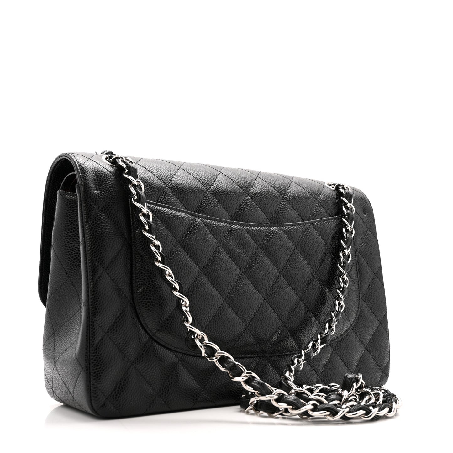 Caviar Quilted Jumbo Double Flap Black