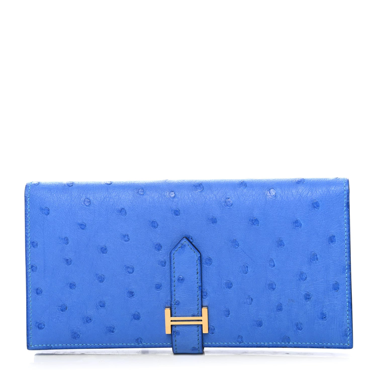 Hermes Ostrich Bearn Wallet Bleuet 1 of 4