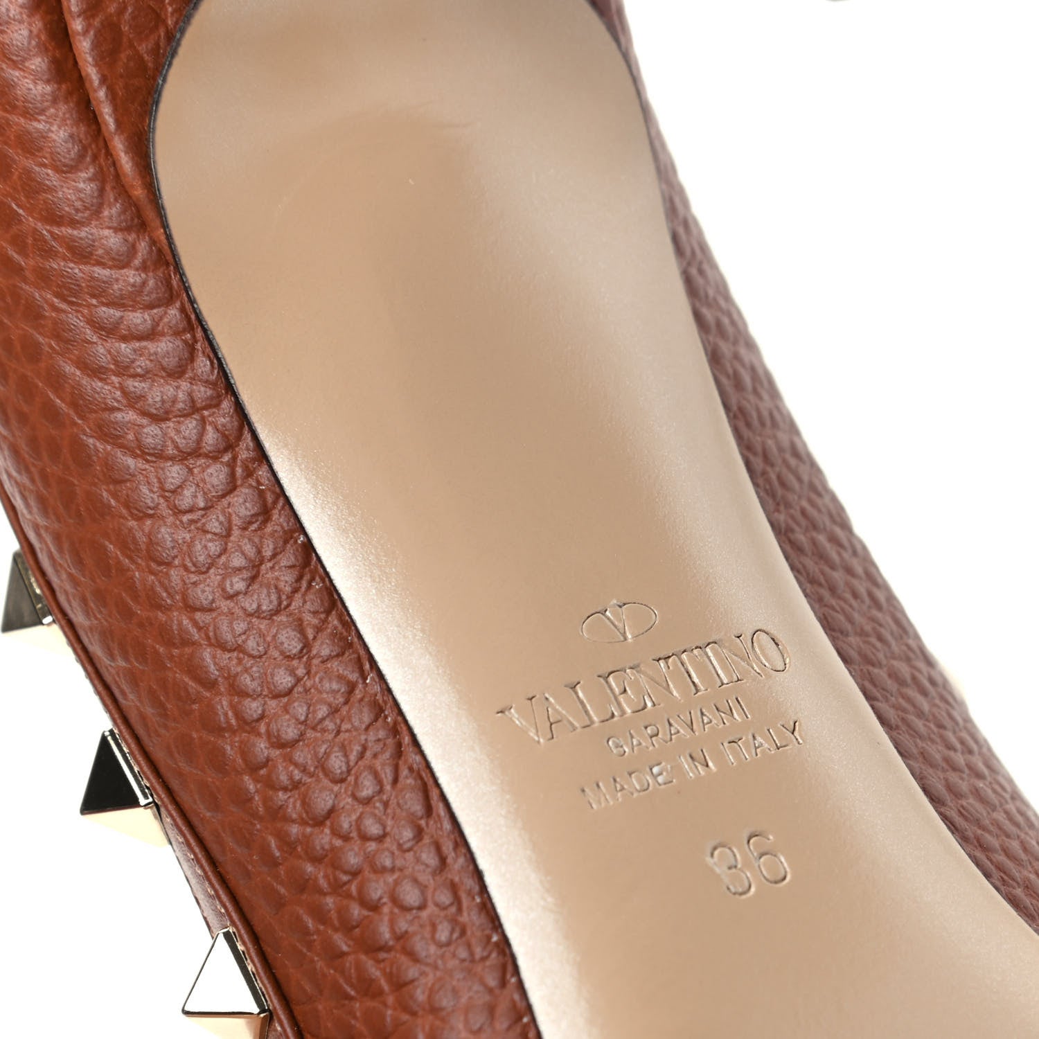 Valentino Garavani Pebbled Calfskin Rockstud 85mm Pumps 36 Cuoio 9 of 10