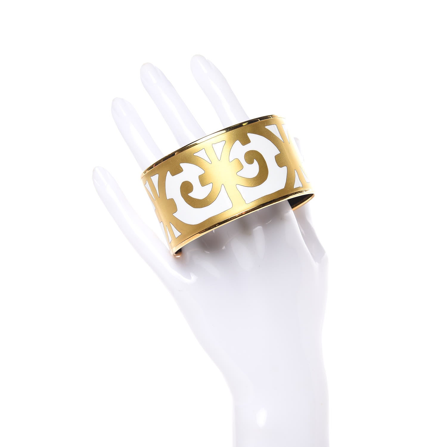 Hermes Enamel Printed Extra Wide Balcons du Guadalquivir Bracelet 70 Gold 2 of 6