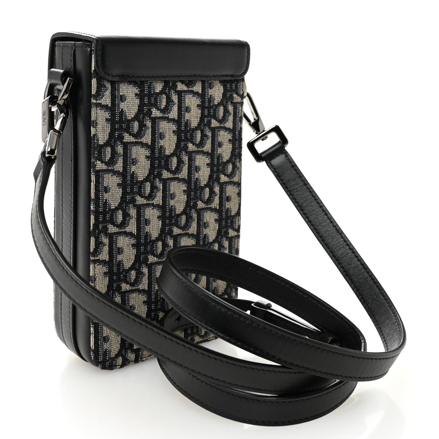 Oblique Calfskin Vertical Pouch Black