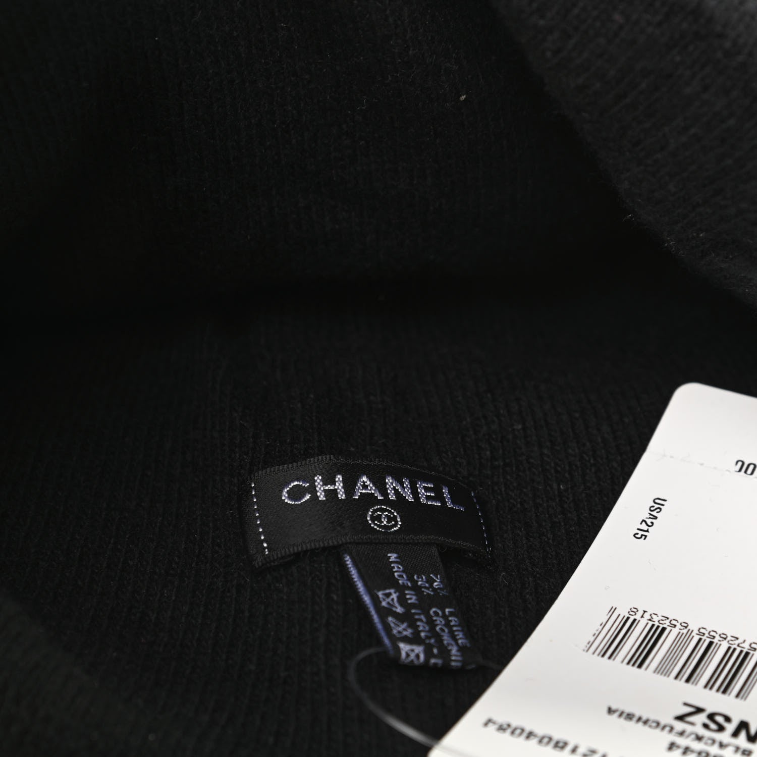 Chanel Cashmere Logo Beanie Hat Black Fuchsia 6 of 6