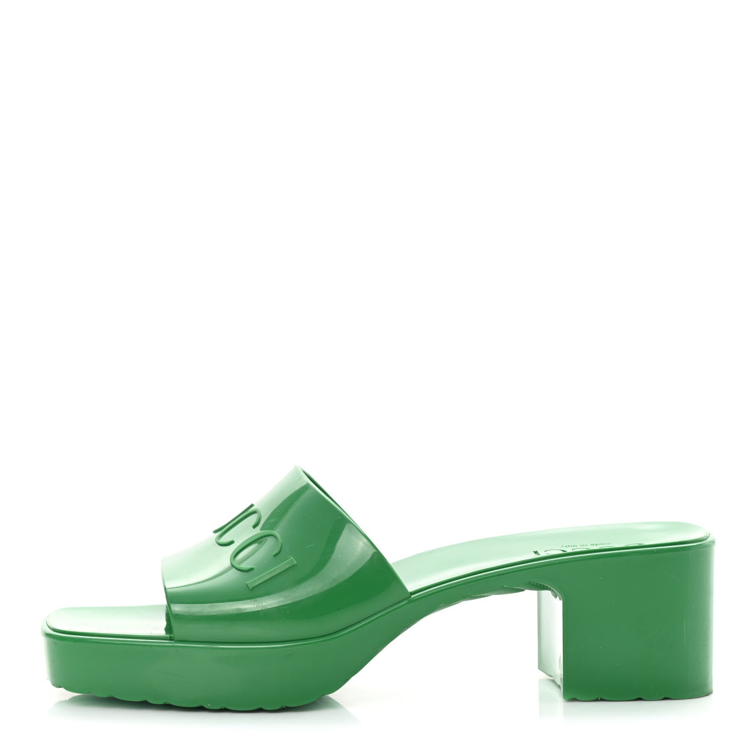 Gucci Rubber Gucci Logo Womens Platform 20/60mm Slide Sandals 39 New Shamarock 1 of 8