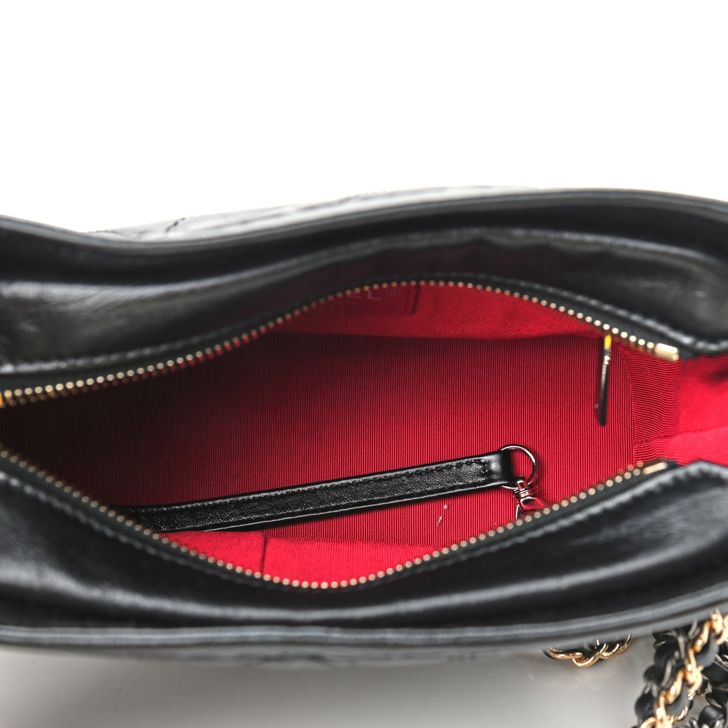Aged Calfskin Quilted Small Gabrielle Hobo Black