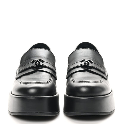 Chanel Calfskin CC Platform Loafers 37 Black 3 of 10