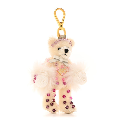 Prada Crystal Teddy Bear Keychain White Multicolor 1 of 9