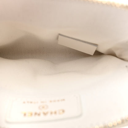 Chanel Caviar Quilted Crystal Zip Card Holder Wallet White 5 of 7