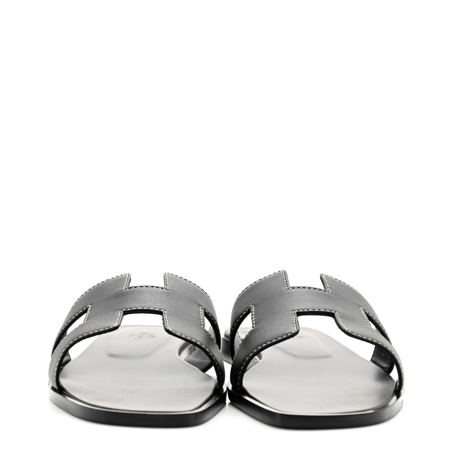 Hermes Box Calfskin Oran Sandals 37 Black 2 of 9