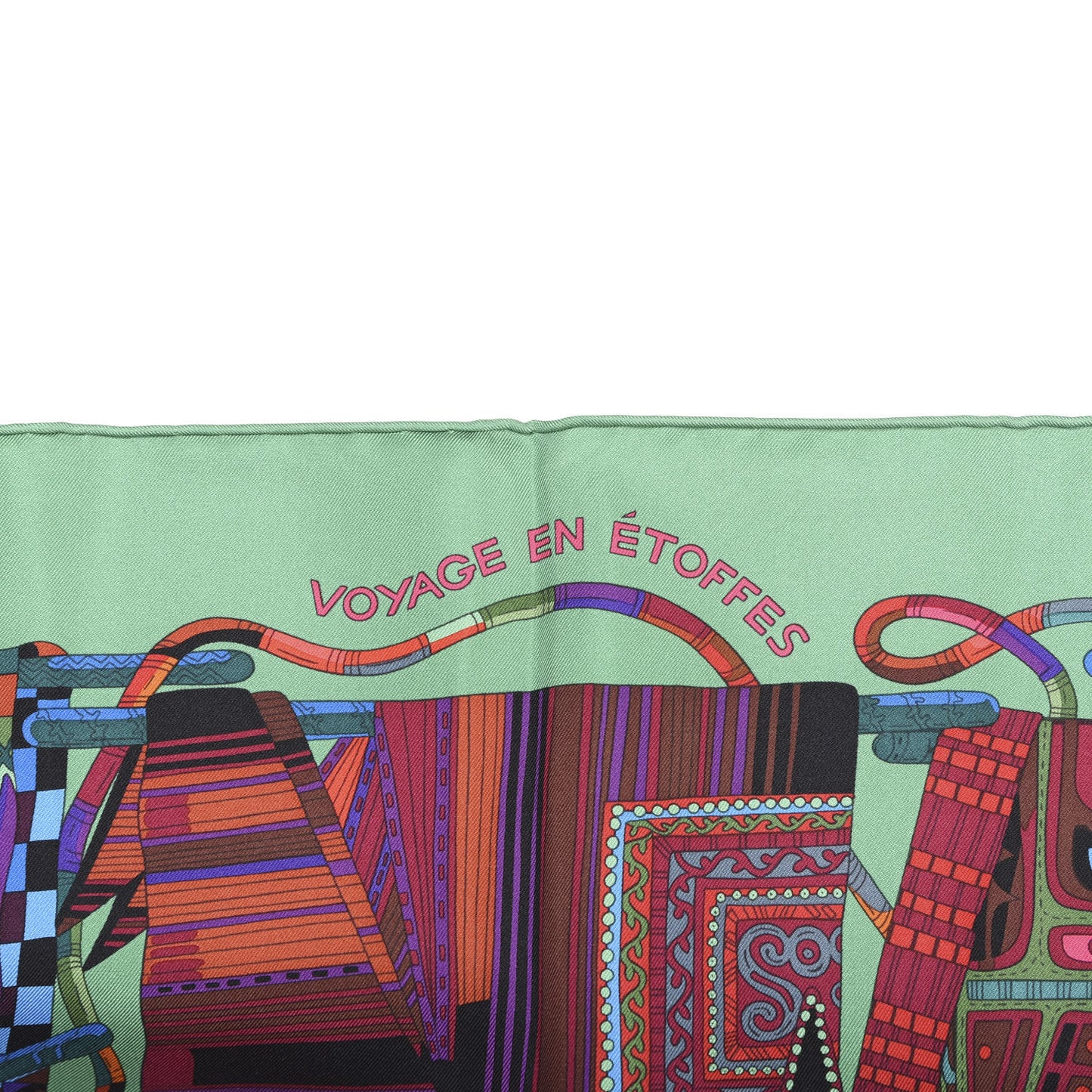 Silk Voyage En Etoffes Scarf 90 Emeraude Violet Rouge