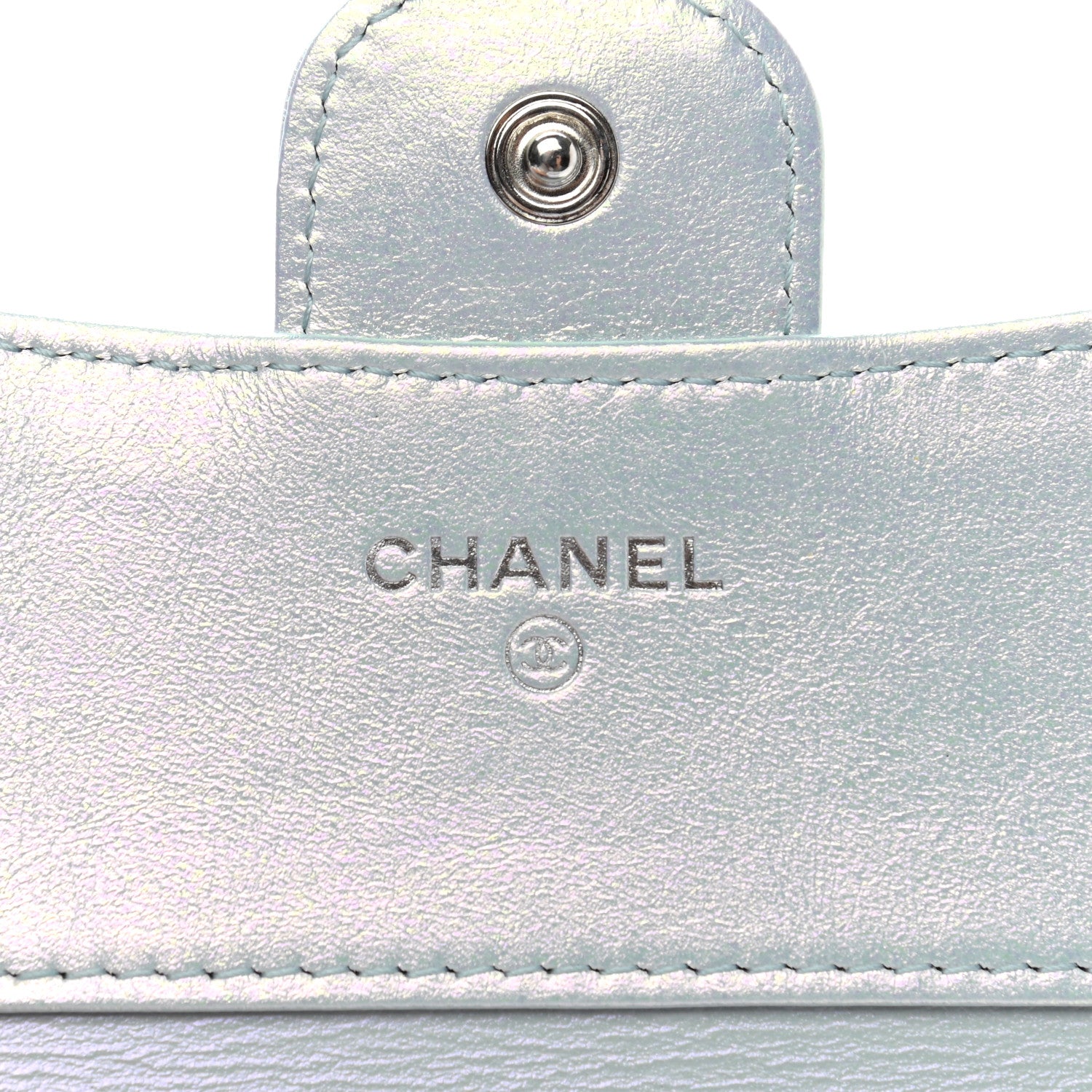 Chanel Iridescent Calfskin Quilted Compact Flap Wallet Light Blue 6 of 8