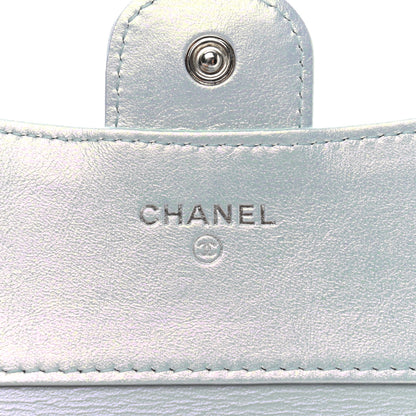 Chanel Iridescent Calfskin Quilted Compact Flap Wallet Light Blue 6 of 8
