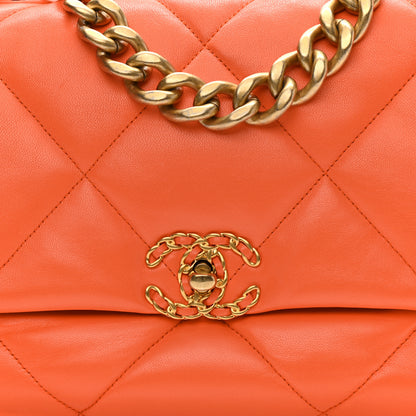 Chanel Lambskin Quilted Large Chanel 19 Flap Orange 8 of 12