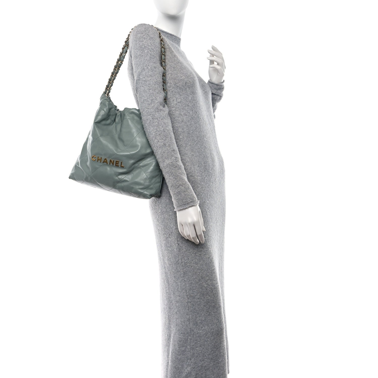 Chanel Shiny Calfskin Quilted Small Chanel 22 Grey 2 of 12