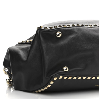 Valentino Garavani Vitello Medium Rockstud Tote Black 8 of 9