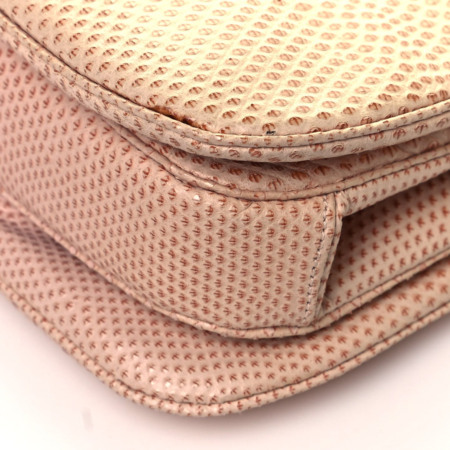 Crystal Lizard Embossed Pleated Evening Bag Beige