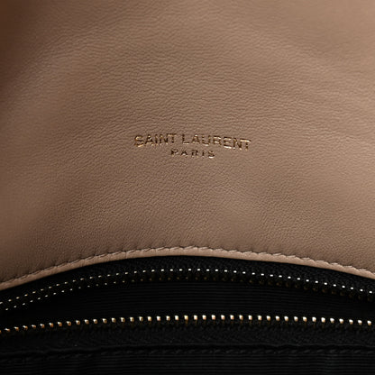 Saint Laurent Lambskin Quilted Medium Loulou Puffer Monogram Chain Satchel Dark Beige 6 of 16