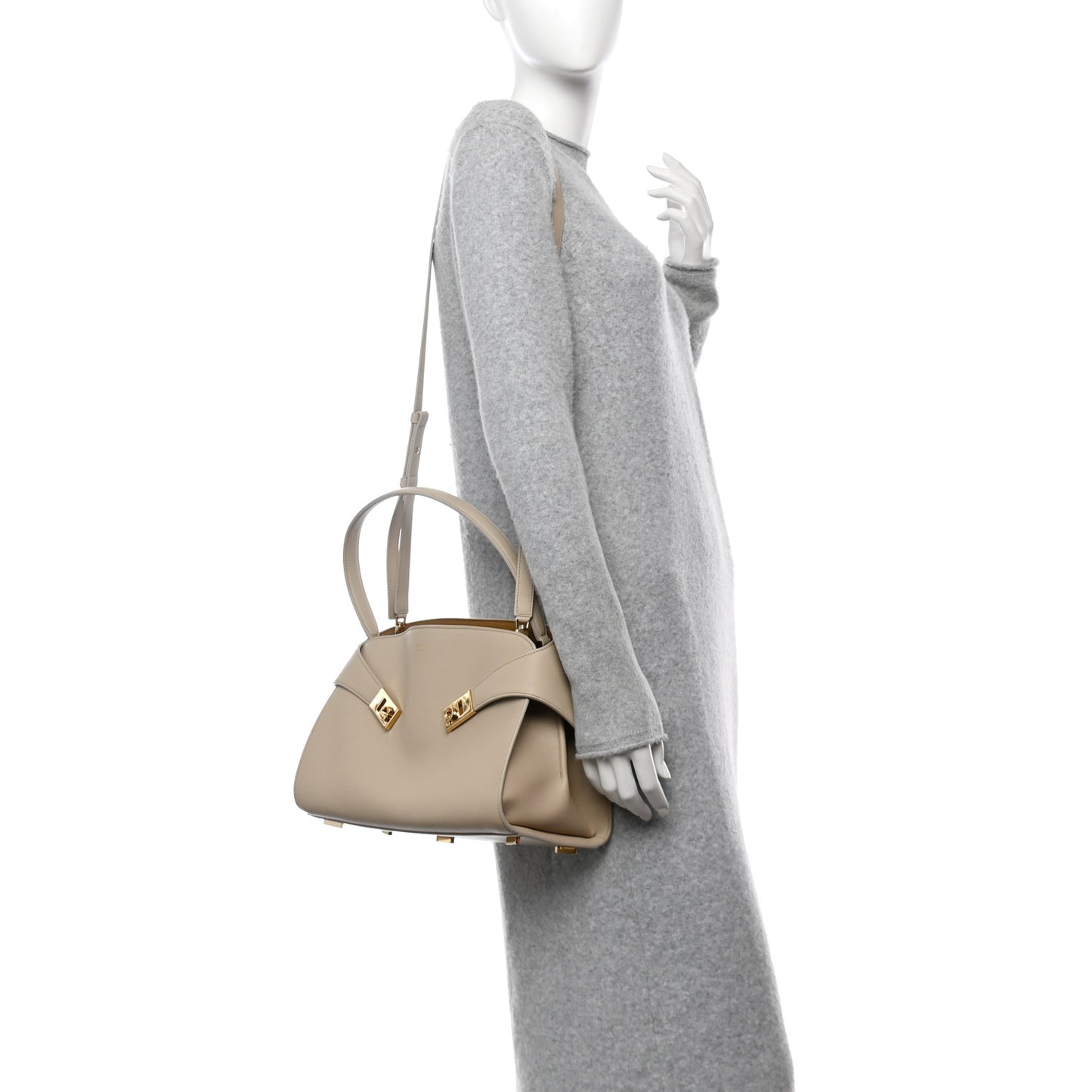 Calfskin Medium Hug Bag Stone Burnt Orcher