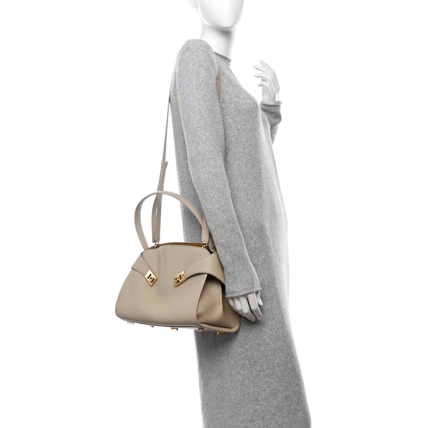 Salvatore Ferragamo Calfskin Medium Hug Bag Stone Burnt Orcher 2 of 10