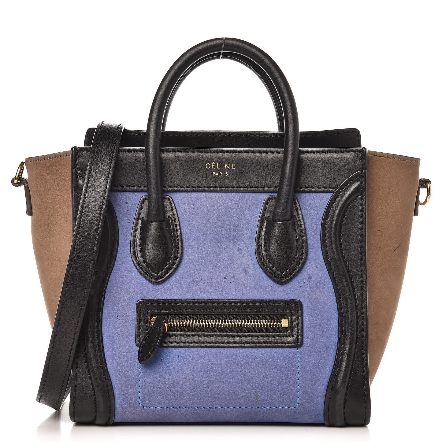 Nubuck Smooth Calfskin Nano Tri-Color Luggage Royal Blue