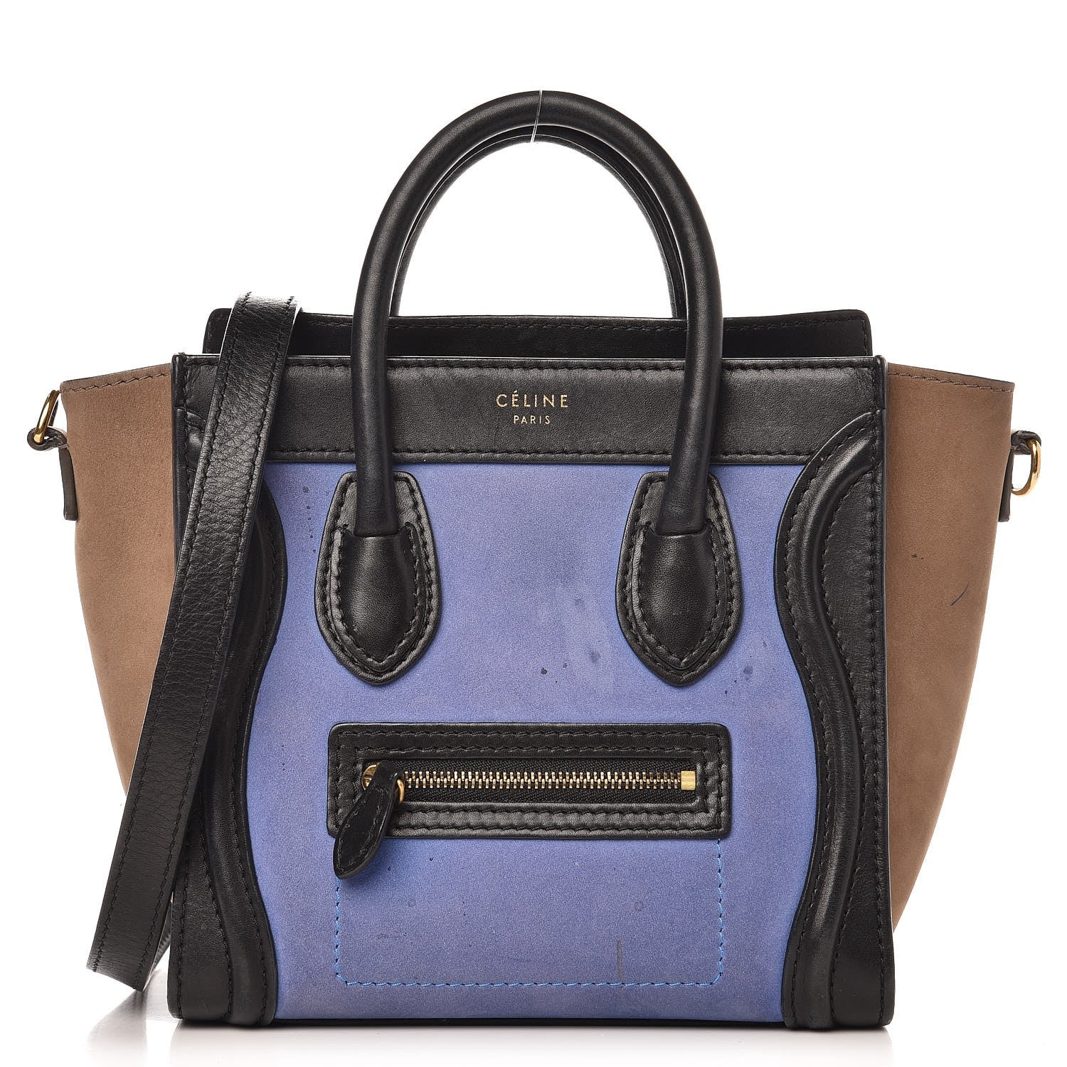 Celine Nubuck Smooth Calfskin Nano Tri-Color Luggage Royal Blue 1 of 18