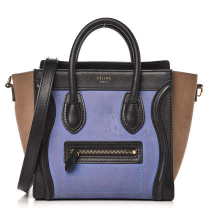 Celine Nubuck Smooth Calfskin Nano Tri-Color Luggage Royal Blue 1 of 18