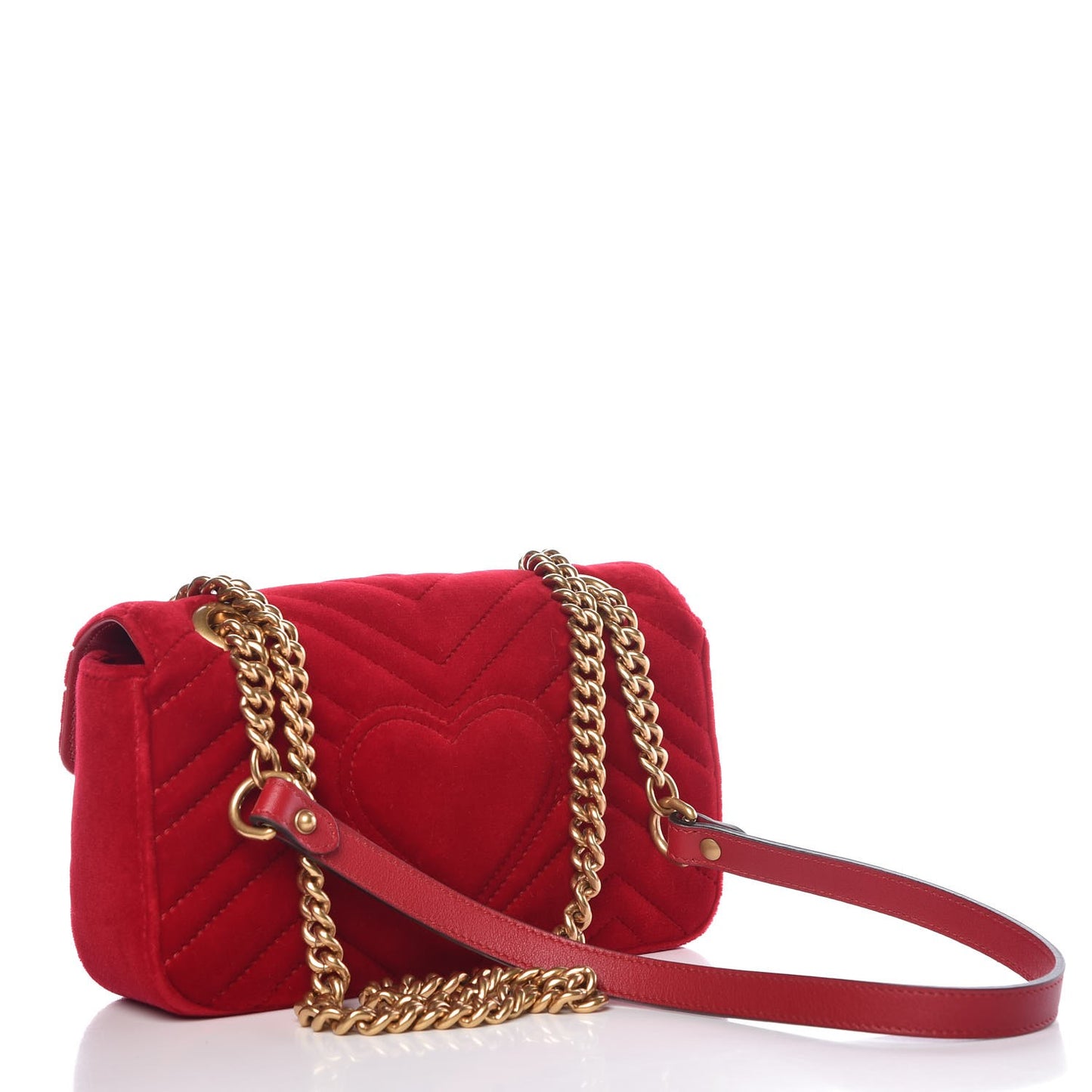 Velvet Matelasse Mini GG Marmont Shoulder Bag Hibiscus Red