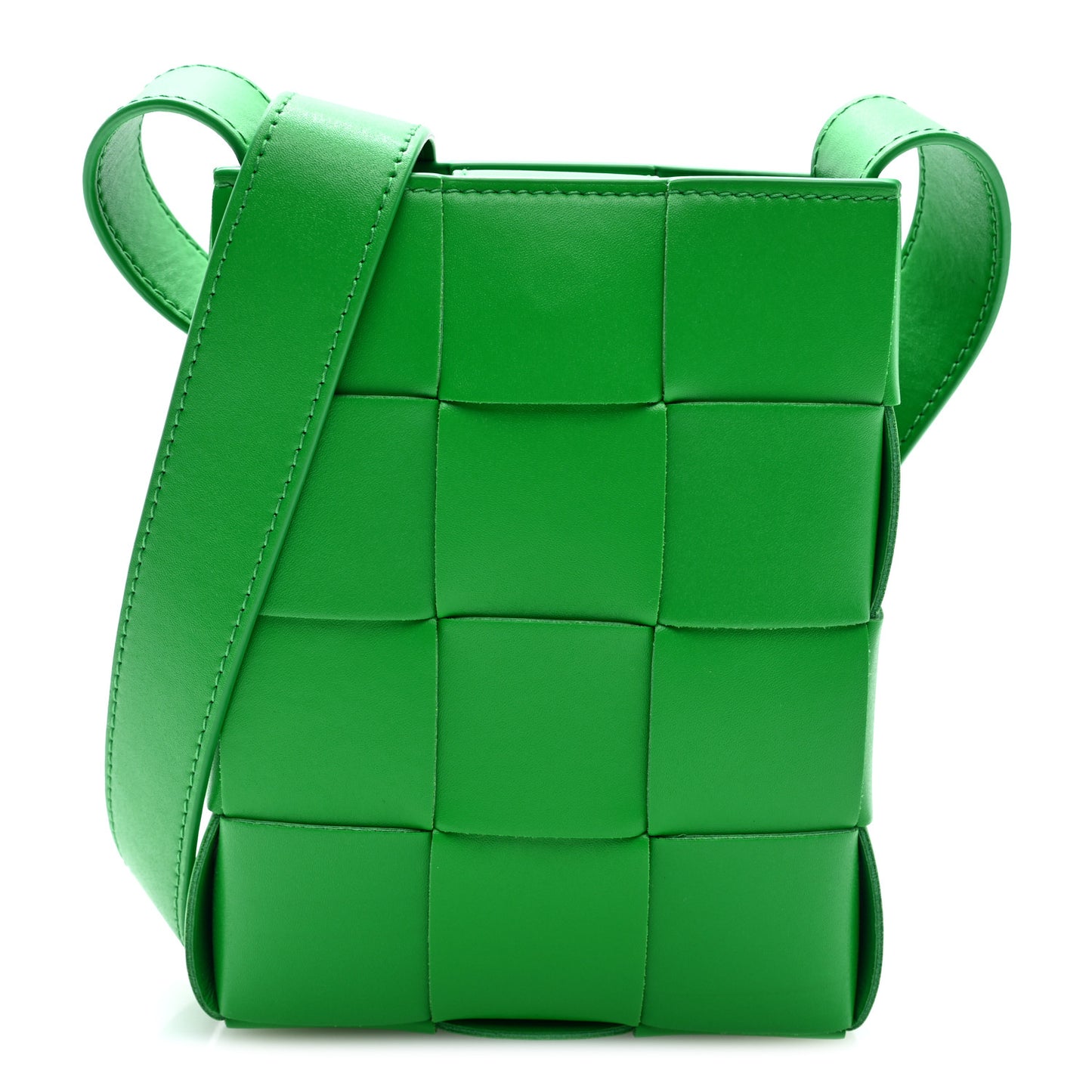 Calfskin Maxi Intrecciato Mini Vertical Cassette Crossbody Bag Parakeet