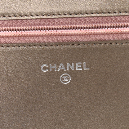 Chanel Metallic Caviar Quilted Boy Wallet On Chain WOC Light Gold 6 of 11