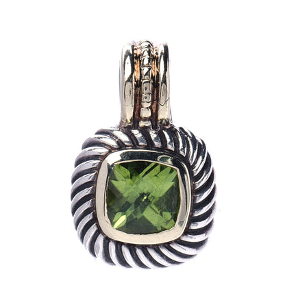 David Yurman Sterling Silver 14K Yellow Gold Peridot 7mm Albion Enhancer Pendant 1 of 4