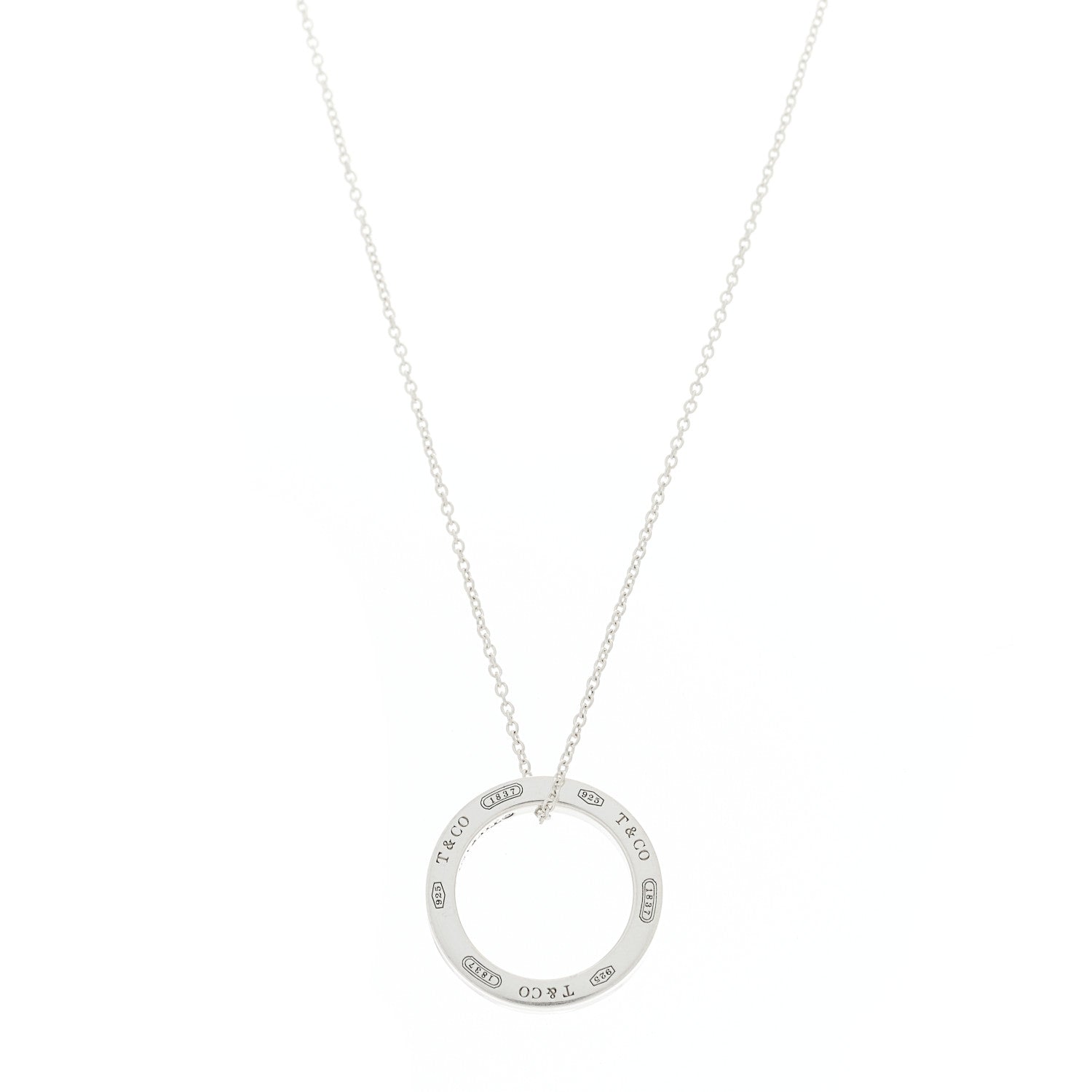 Tiffany Sterling Silver 1837 Circle Pendant Necklace 1 of 4