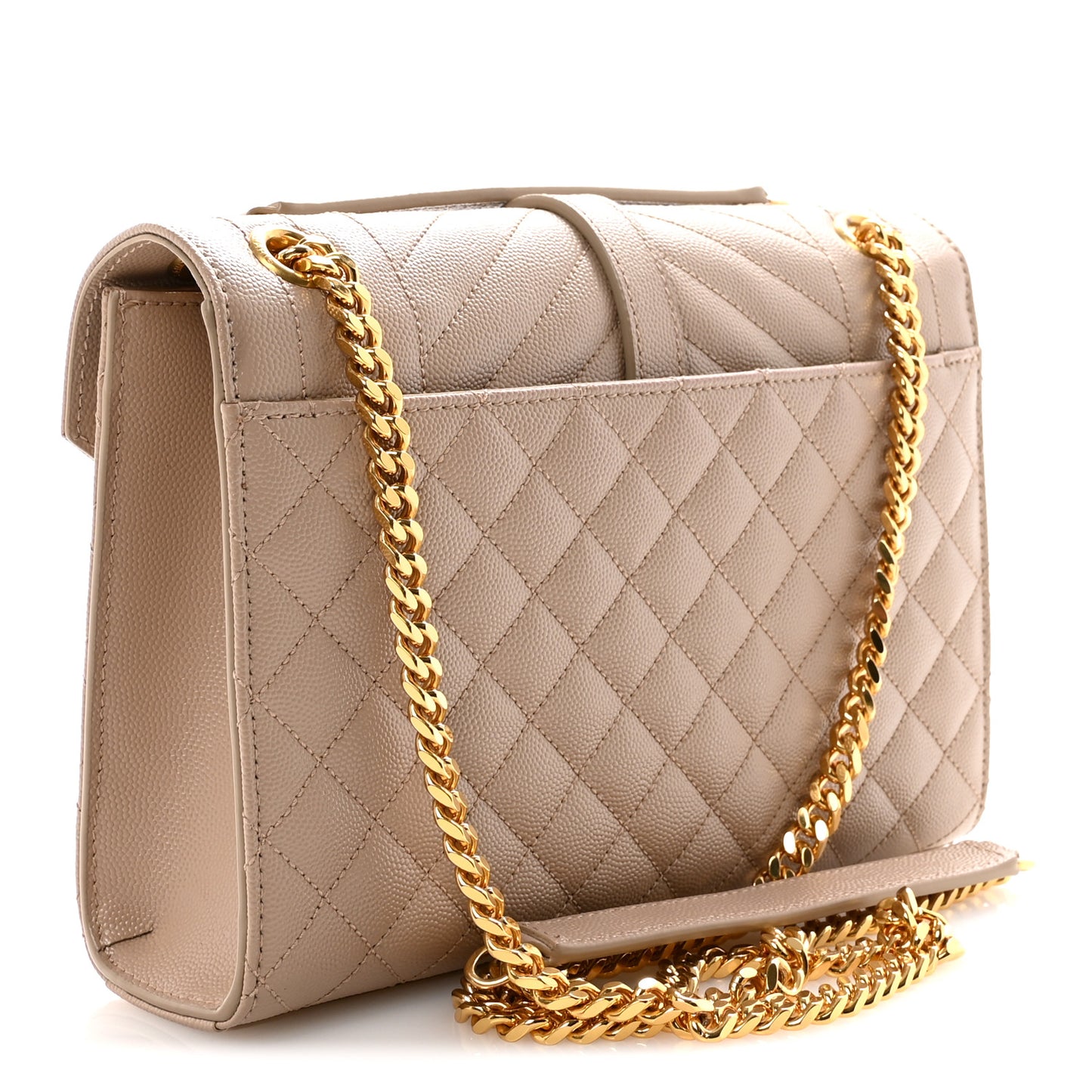 Grain De Poudre Textured Mixed Matelasse Medium Triquilt Monogram Satchel Dark Beige