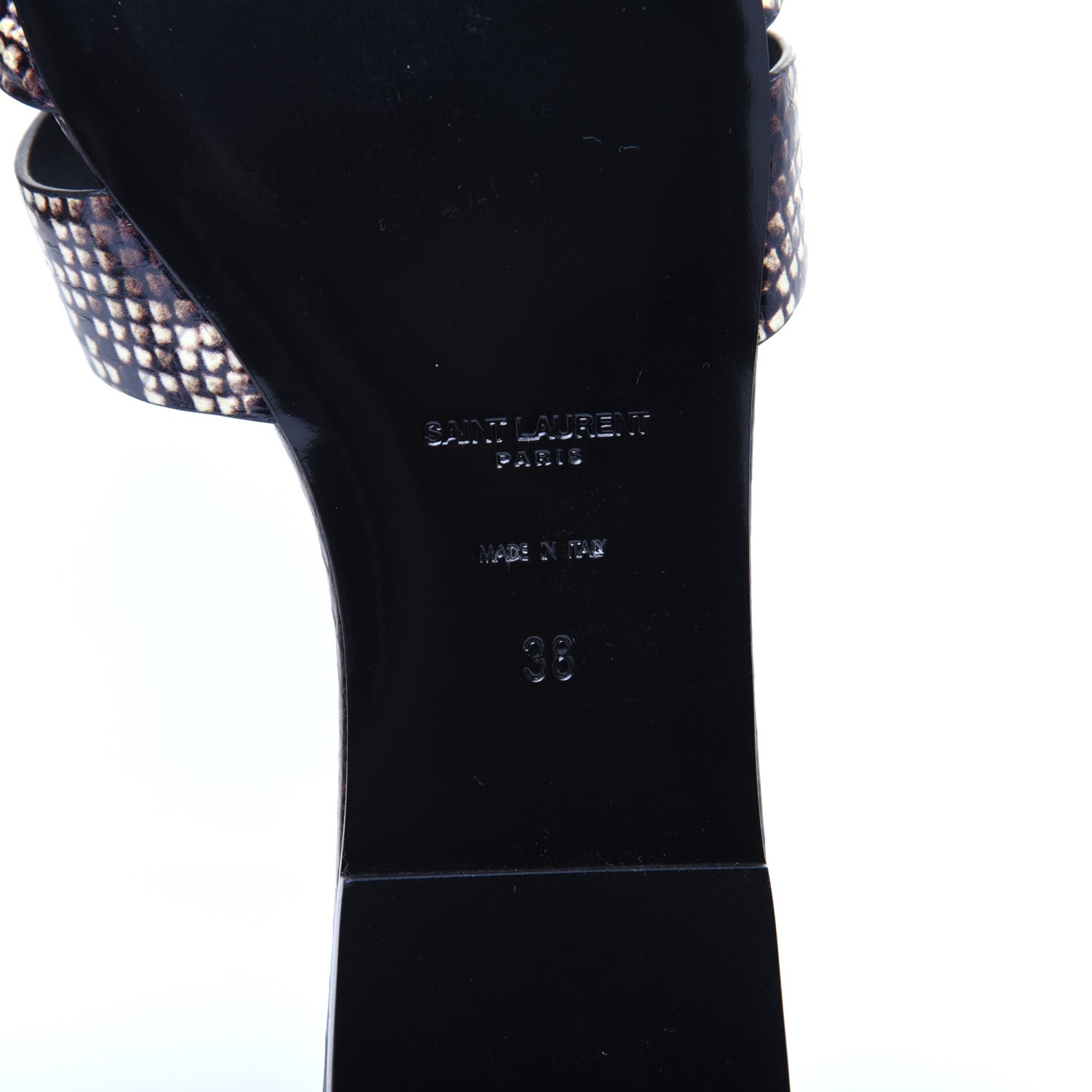Saint Laurent Calfskin Embossed Nu Pieds 05 Slide Sandals 38 Oro 7 of 9