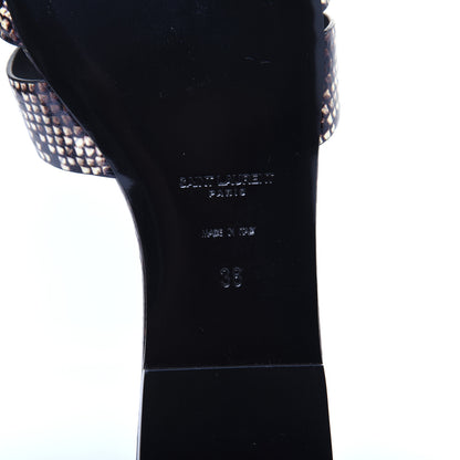 Saint Laurent Calfskin Embossed Nu Pieds 05 Slide Sandals 38 Oro 7 of 9