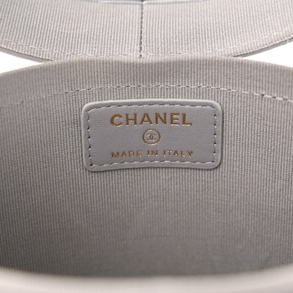 Chanel Lambskin Quilted Round Mini Vanity Case With Chain Case With Chain Grey 6 of 10