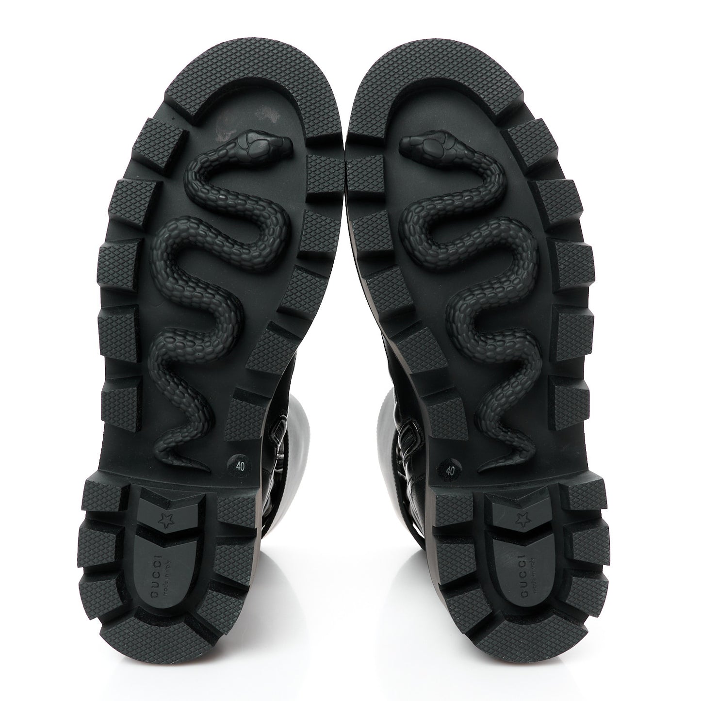 Nappa Frances GG Matelasse Platform Combat Boots 40 Black