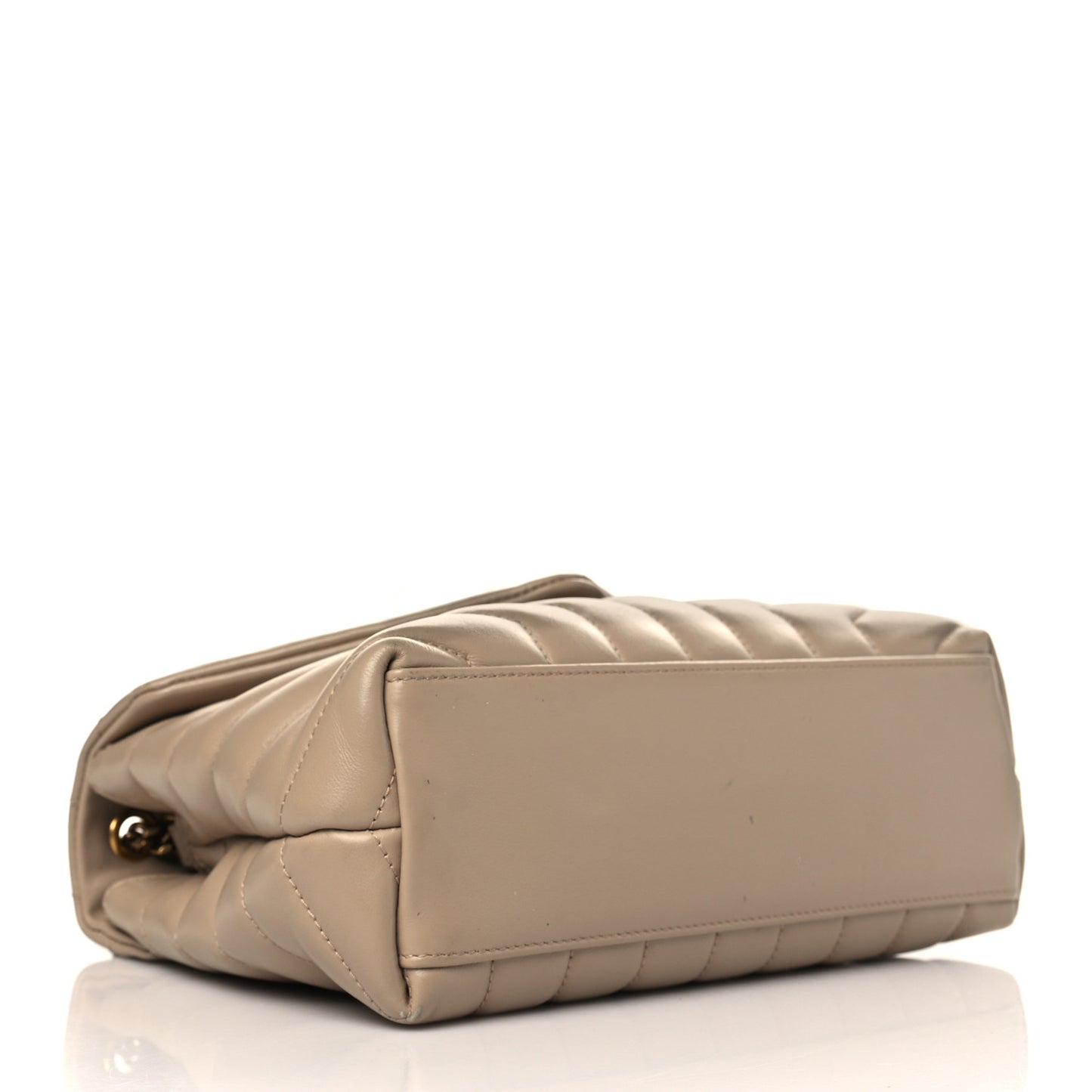 Calfskin Y Quilted Monogram Small Loulou Chain Satchel Dark Beige
