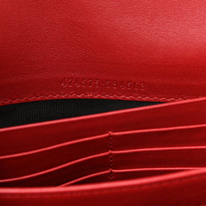 Gucci Calfskin Matelasse GG Marmont Chain Wallet Hibiscus Red 7 of 12