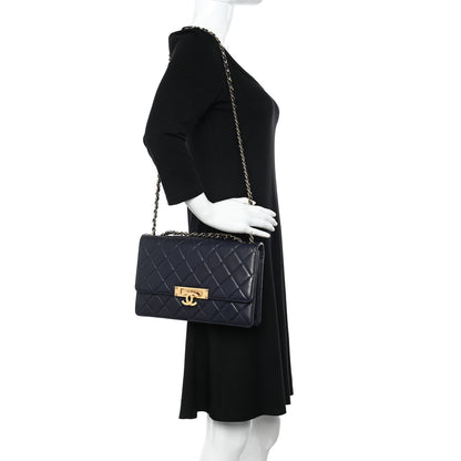 Chanel Lambskin Quilted Large Golden Class Flap Navy 2 of 12