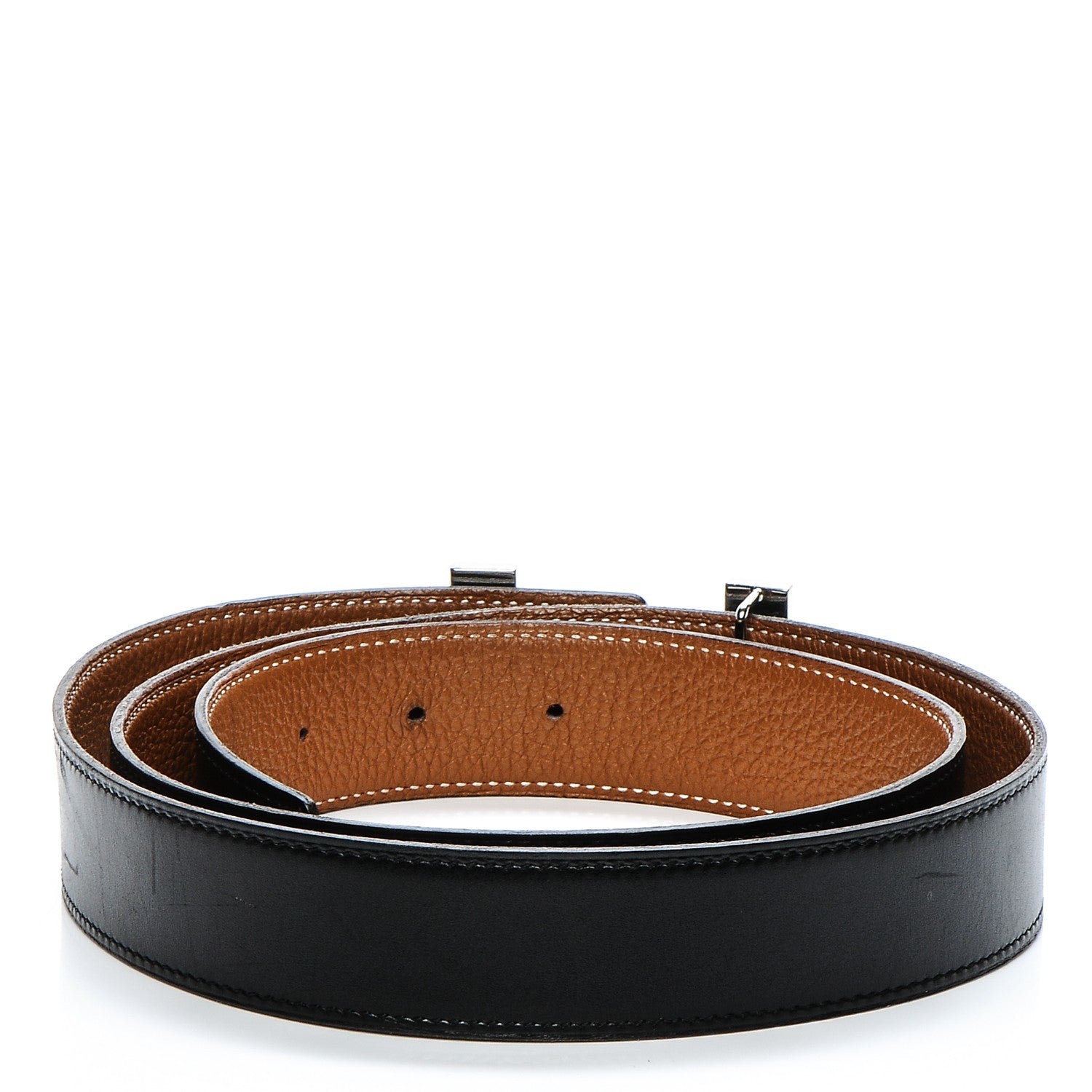 Hermes Box Togo 32mm Quizz H Belt 95 Black Gold 3 of 12