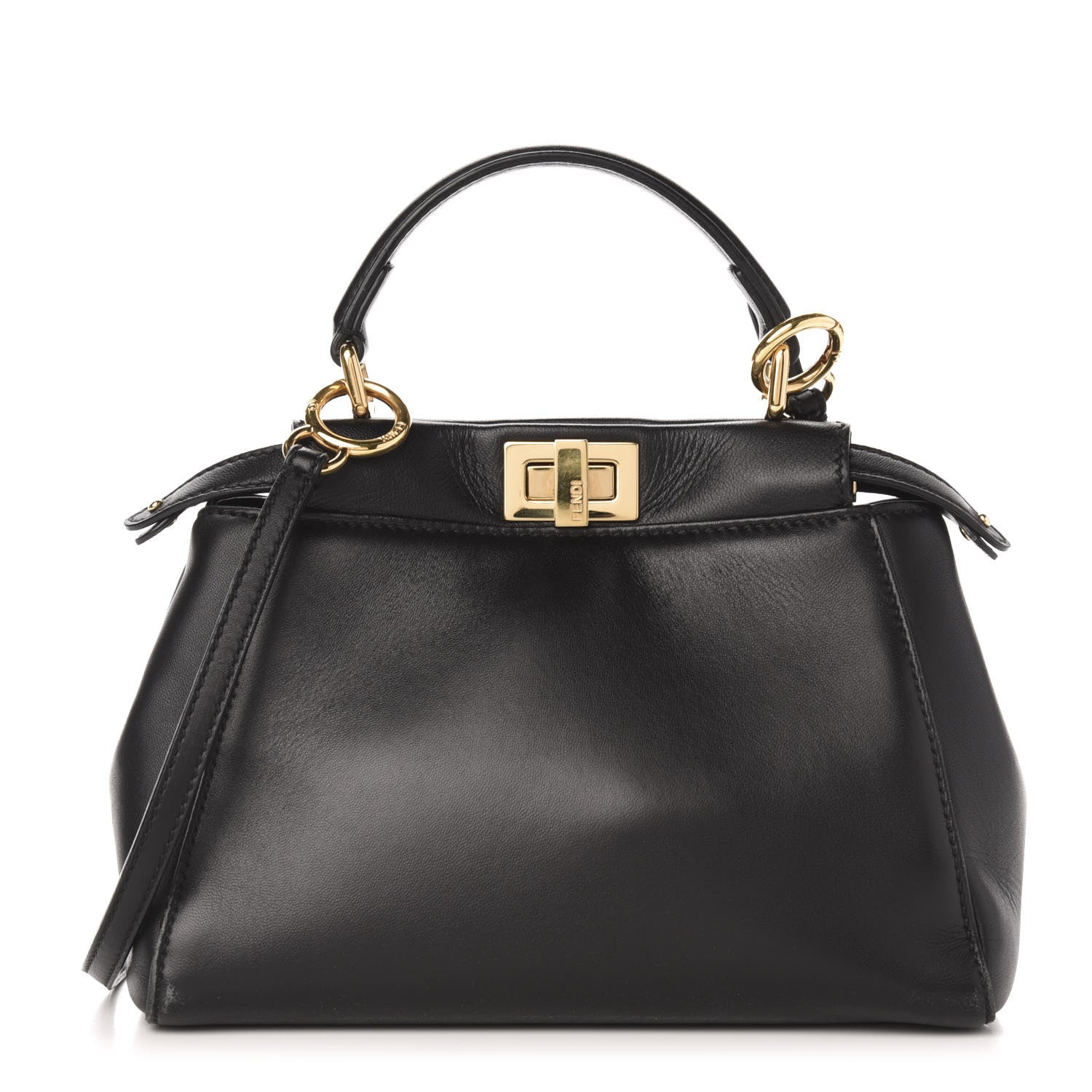 Fendi Nappa Mini Peekaboo Iconic Satchel Black 1 of 12
