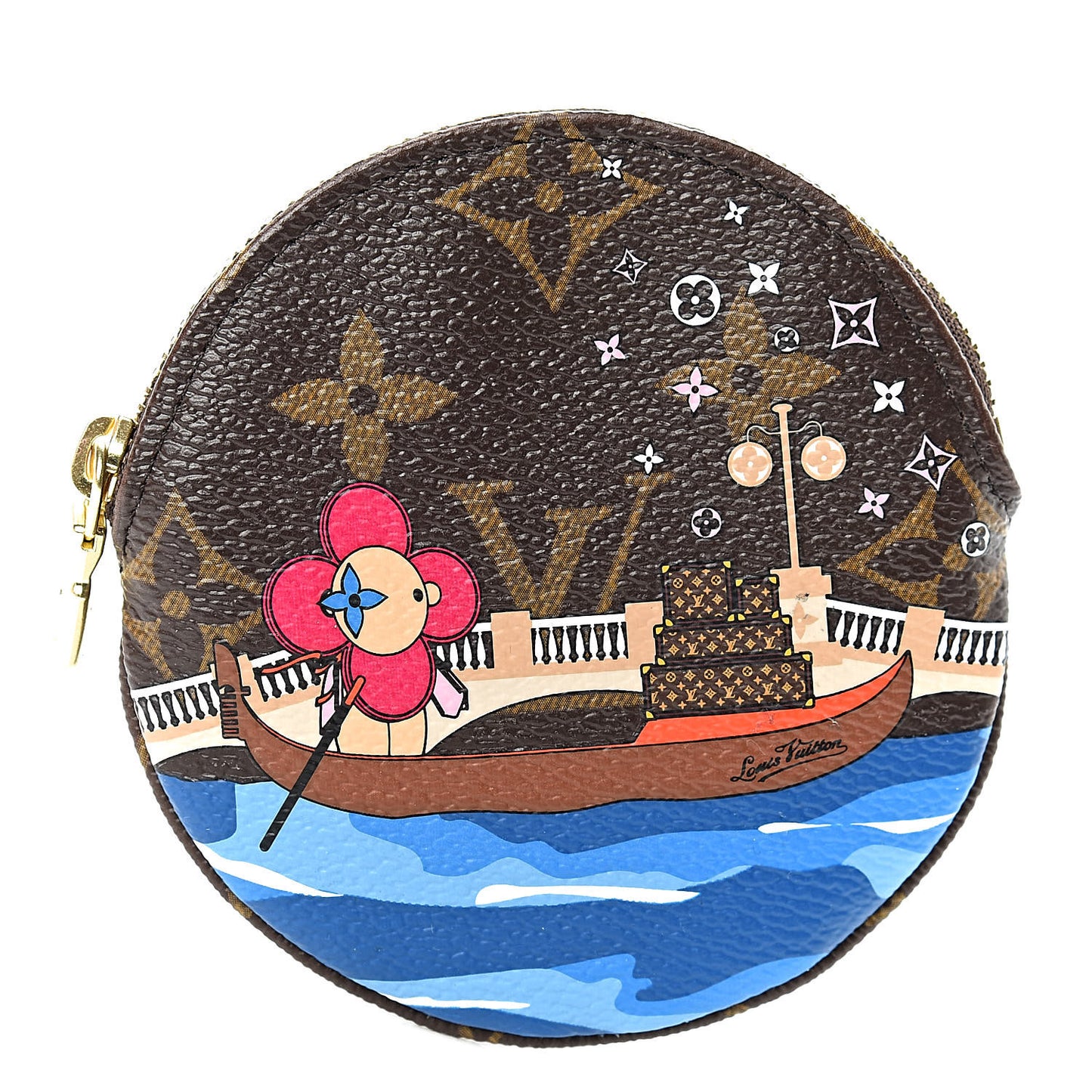 Monogram 2019 Christmas Animation Round Coin Purse Blue