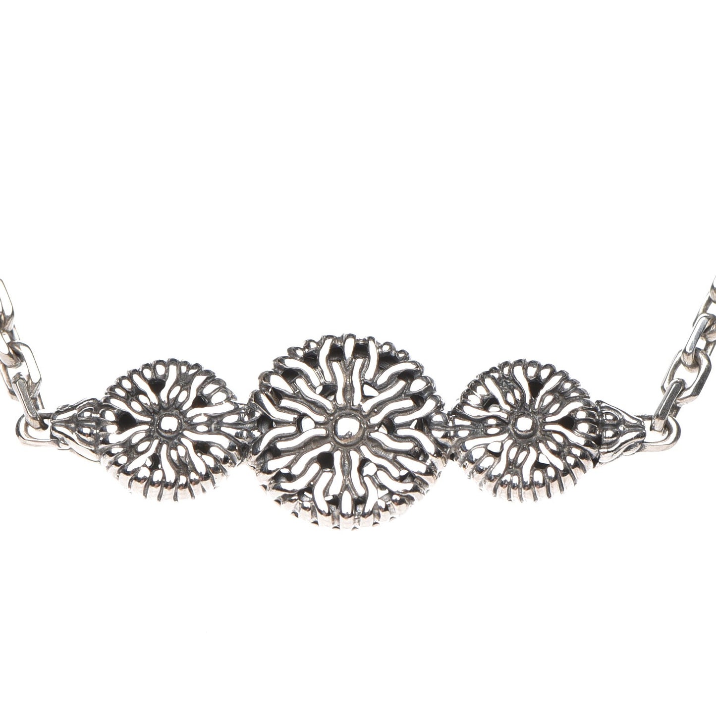 Sterling Silver Triple Circle Station Classic Chain Necklace