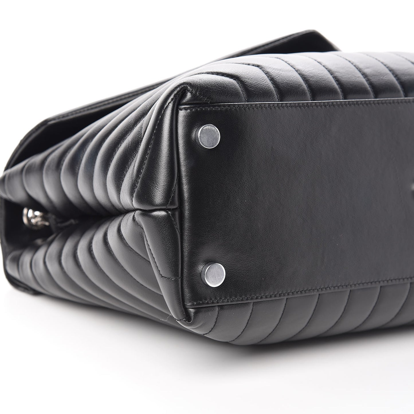 Calfskin Y Quilted Monogram Large Loulou Chain Satchel Black
