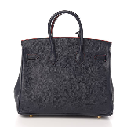 Hermes Epsom Contour Birkin 25 Bleu Indigo Rouge H 4 of 34