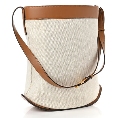 Delvaux Linen Canvas Supple Calfskin Pin Daily Surpique Bucket Naturel 3 of 10