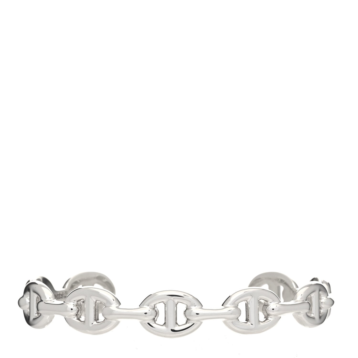 Hermes Sterling Silver MM Chaine d'Ancre Enchainee Cuff Bracelet LG 1 of 4