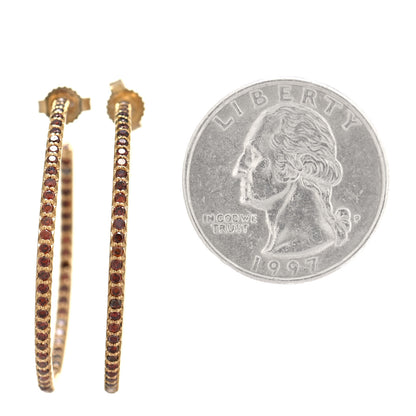 Roberto Coin 18K Yellow Gold Cognac Diamond Hoop Earrings 2 of 3