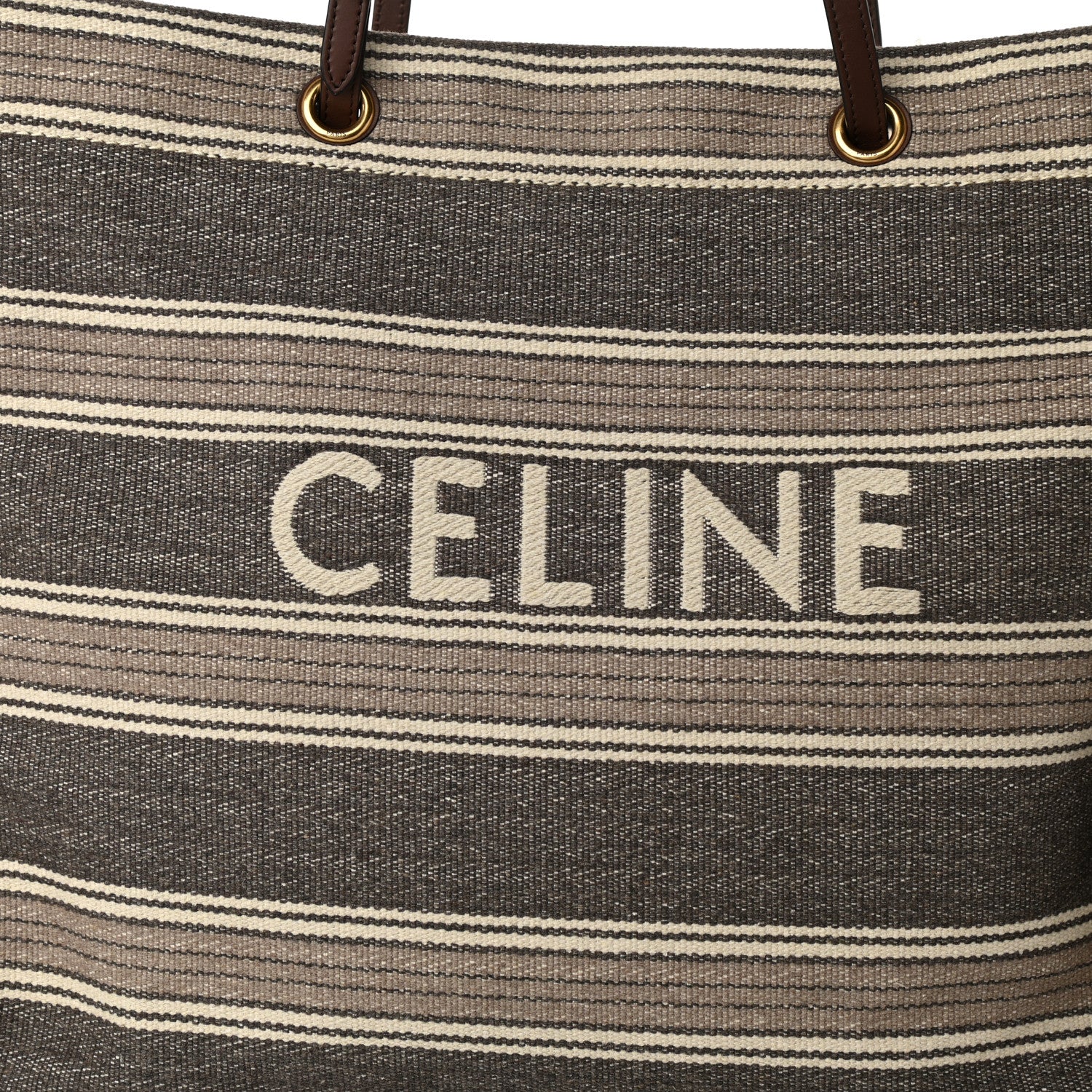 Celine Canvas Calfskin Jacquard Vertical Cabas Grey Brown 7 of 9