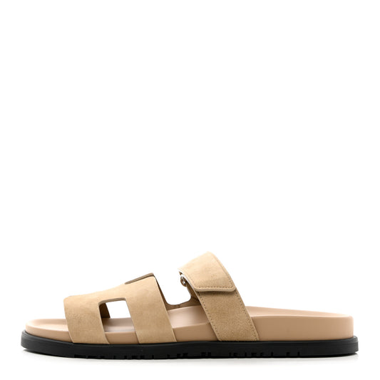 Suede Goatskin Womens Chypre Sandals 41 Beige Argile