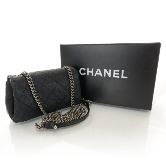 Caviar Quilted Mini Simply CC Flap Black